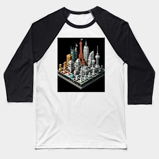 Metropolitan Checkmate: Chess City Skyline gift Baseball T-Shirt